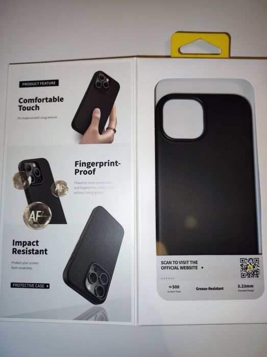 Калъф черен Кожа Baseus Impact Resistant за iPhone 15