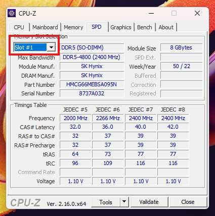 RAM laptop 16GB (2x8GB) 4800MHz CL40