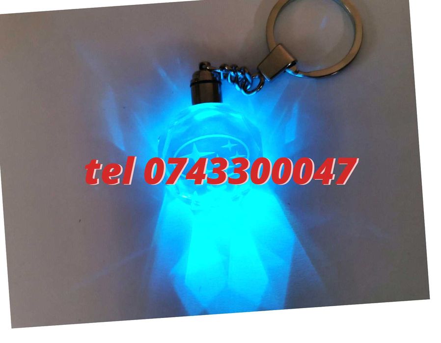 Promo Breloc Din Sticla Led 6 Culori Subaru Logo Sau Alte Auto