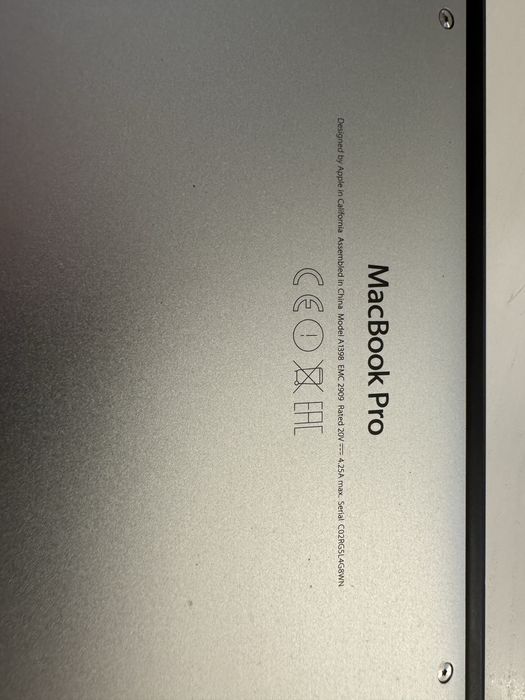 Mac book pro Retina 15 mid 2015 A1398