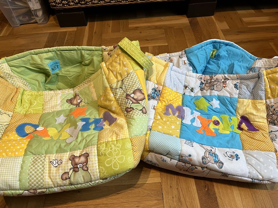 Памучен кош за играчки, пачуърк, ръчна изработка