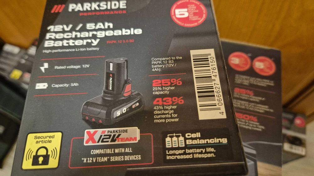 12v 5Ah Parkside Performance НОВА батерия ГАРАНЦИЯ
