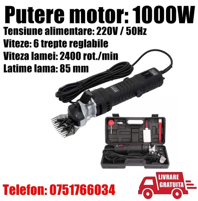 Masina Aparat Tuns Electrica 1000 W Oi Capre Caini Talie Mare Cai Blana Mare Trusa Profesionala + LIVRARE GRATUITA  AR