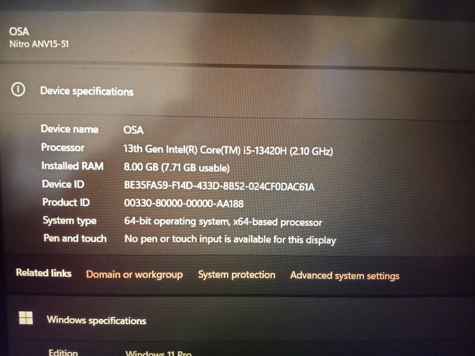 Acer Nitro V15 | Core i5 | RTX 3050 6GB Kuchli gaming noutbuk