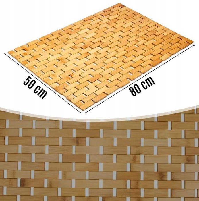 Универсален килим за баня, бамбук, нехлъзгав, влагоустойчив