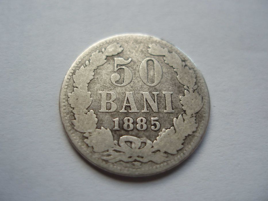 ROMANIA - 50 Bani 1885, Ag835, CAROL I, L13.63