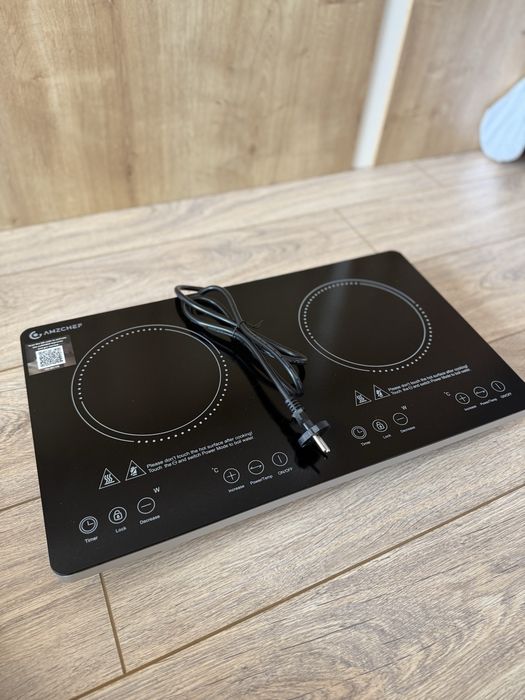 Индукционен котлон AMZCHEF с 2 зони – 3500W, нов