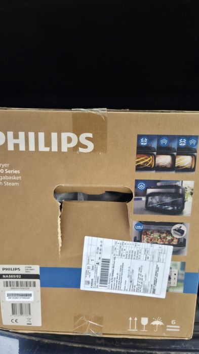 Friteuza cu aer cald dubla PHILIPS Seria 5000 NA565/02, 9.5l, 2750W, argintiu