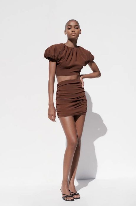 Кафява къса пола Zara