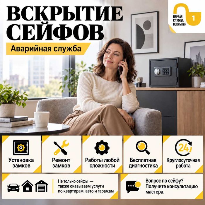 Вскрытие сейфов/восстановление кода и ключей/ремонт замков/диагностика