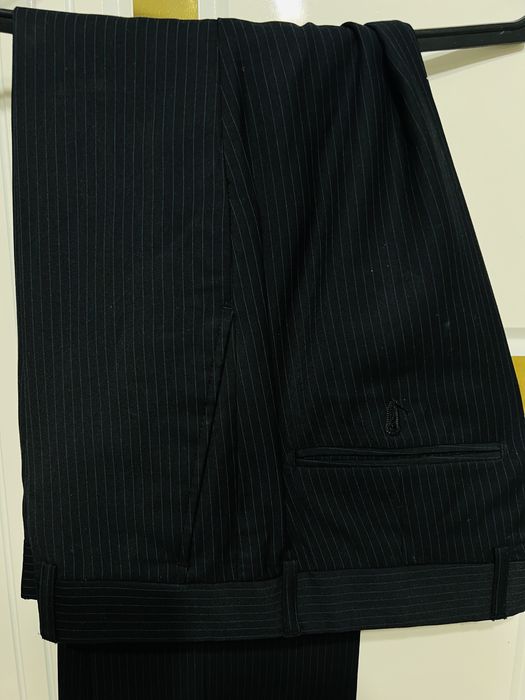 Мужской костюм двойка темно-синего цвета в синию полоску