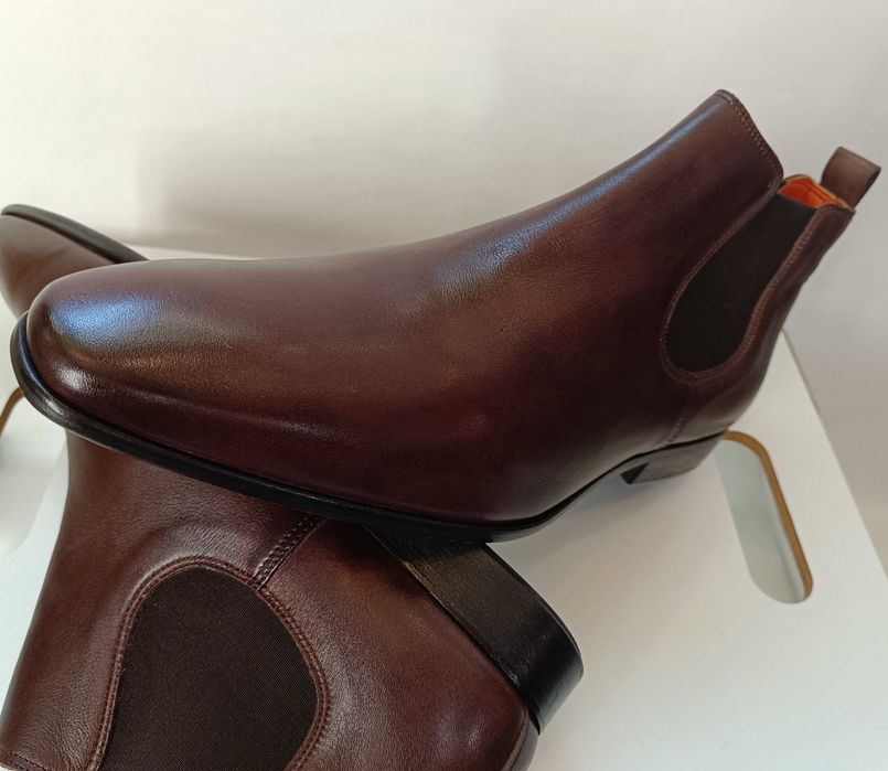 Ghete chelsea 43 43.5 plain toe premium GREVE NOI piele naturala moale