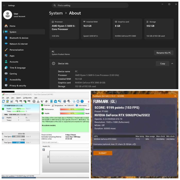 Calculator / PC Gaming AM4 sau Setup complet - Ryzen 5 5600 + RTX 5060 + 16GB RAM + Cadou