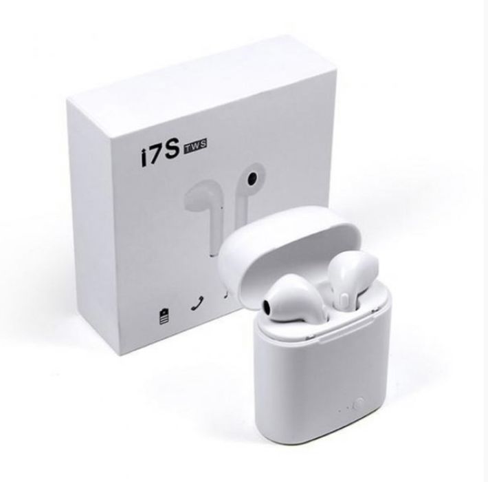 Безжични слушалки i7s TWS, Тапи, Блутууд, Стерео звук, Докинг кутия