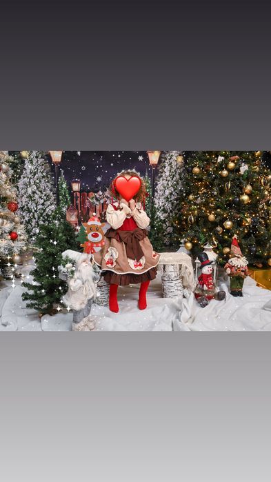 Детска коледна рокля със лента за коса