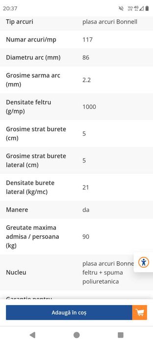 Pat de o persoană +saltea ortopedica ideal sleep