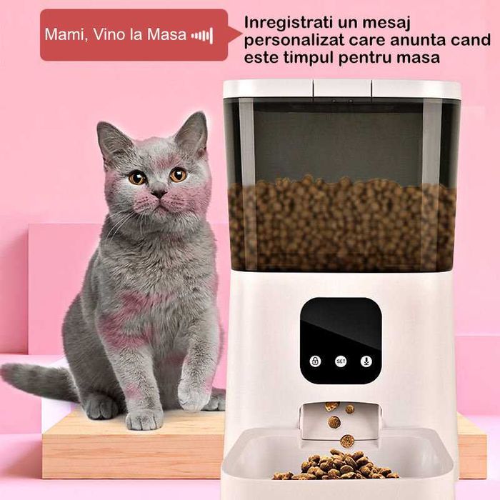 Hranitor Automat pentru Caini si Pisici cu Camera, IARMAC, 7 Litri