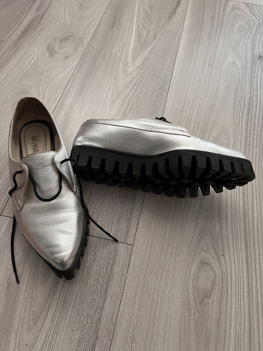 Pantofi piele argintii magnetique