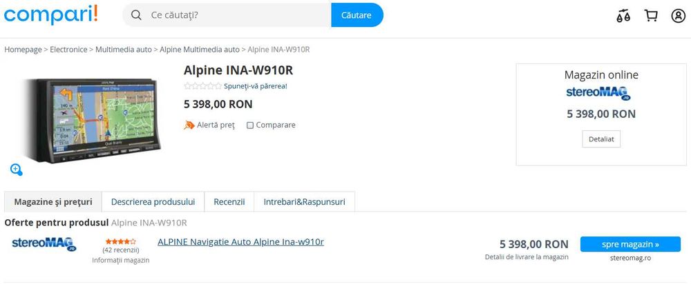 REDUCERE 81%! navigatie profesionala 2DIN Alpine INA-W910R 4x50W! completa, cu telecomanda,  CAMERA, bluetooth, microfon, USB si cablurile originale!