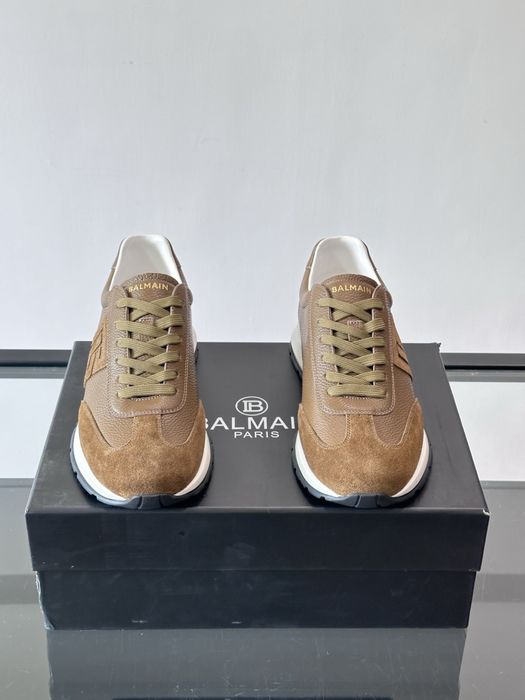 Balmain Monogram Runner Sneaker "Brown Leather"