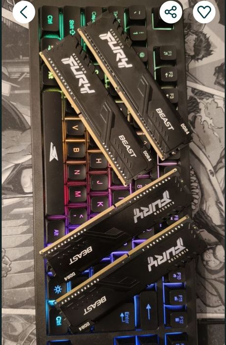 Kit ram 16gb ddr4 performante 2x8gb Kingston hyperx fury 3200mhz , cl16