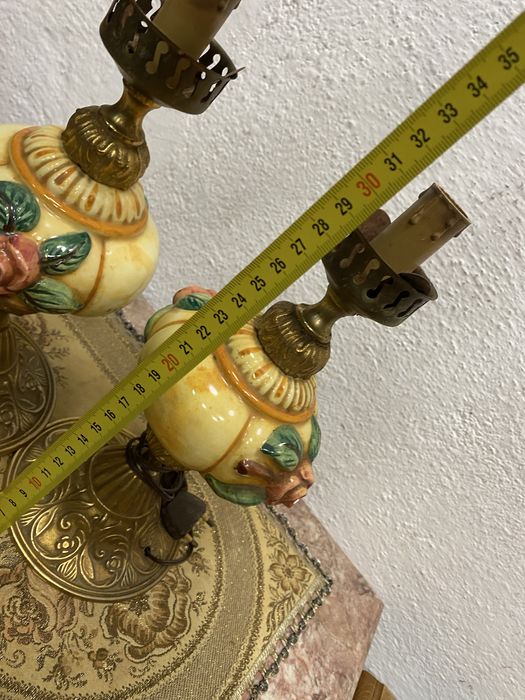 Чифт стари френски лампи от порцелан и месинг