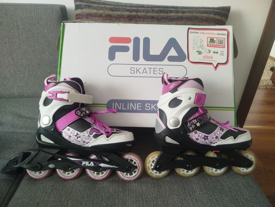 Role fete Fila J-One G, mărime reglabila 32-36, copii, culoare alb, roz, negru