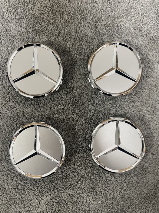 Set capace jante aliaj Mercedes Benz 75MM gri negru albastru