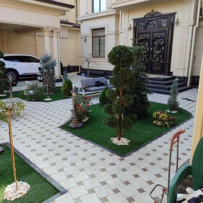 Газон, ландшафтный дизайн, декаративный Дарахтлар,Газон ва Арча уход