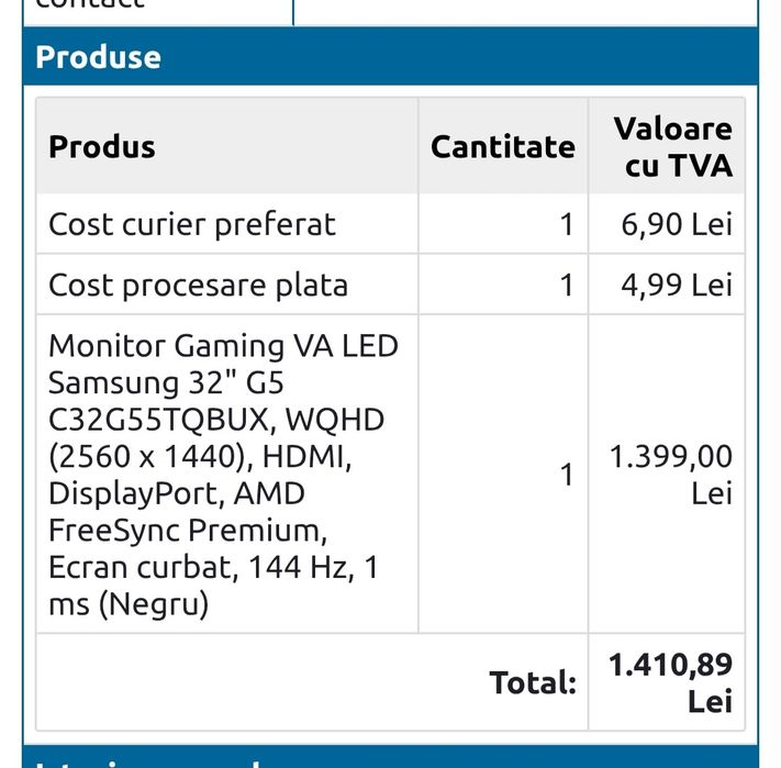 Monitor Gaming VA LED Samsung 32" G5 C32G55TQBUX, WQHD (2560 x 1440), HDMI, DisplayPort, AMD FreeSync Premium, Ecran curbat, 144 Hz, 1 ms (Negru)