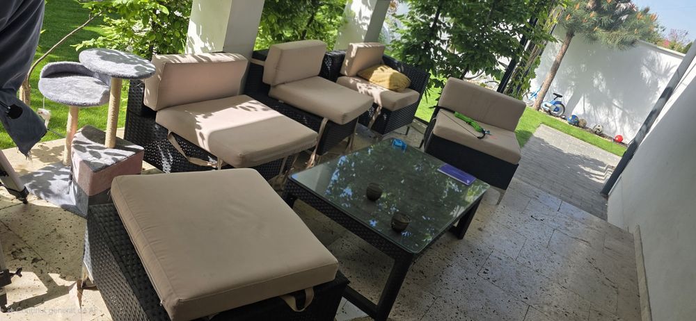 Set gradina/terasa poliratan (coltar, fotoliu, masa înălțime reglabila