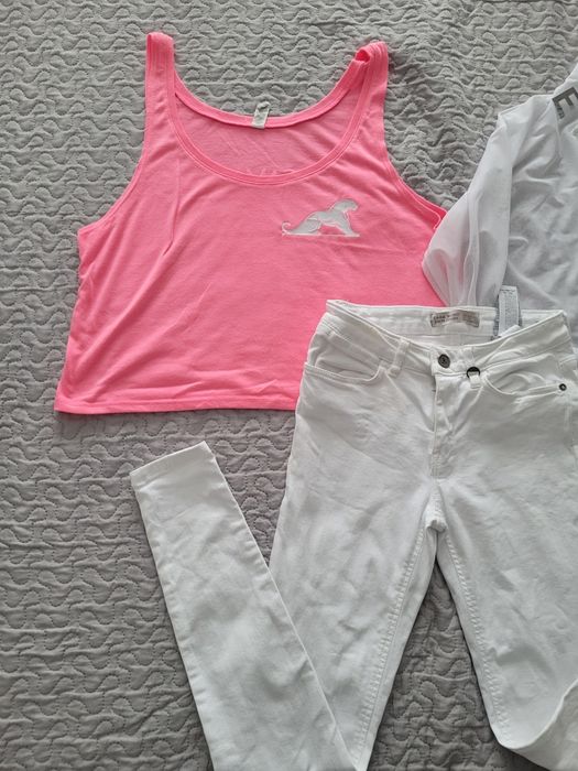 Blugi Zara albi xs  +2 topuri