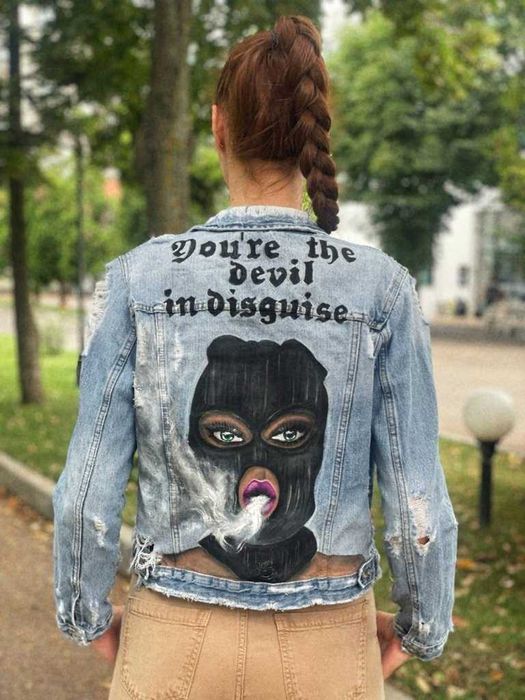 Geaca denim pictata manual