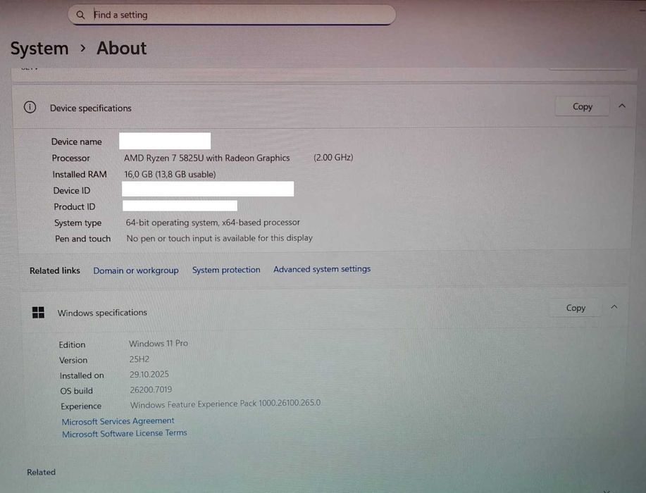 Laptop Lenovo V15 G3 ABA Ryzen 7 5825U, 15.6, Full HD, 16GB, 512GB SSD