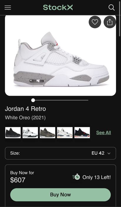 |MEGA Oferta | Jordan 4 Retro "White Oreo"| 42 | Perfecti pentru cadou