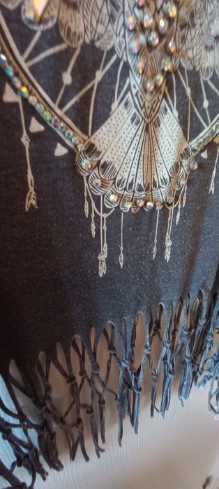 Потник с ресни и камъни (Размер XS/S)/Design Lab Boho Fringe Eagle Tank Top