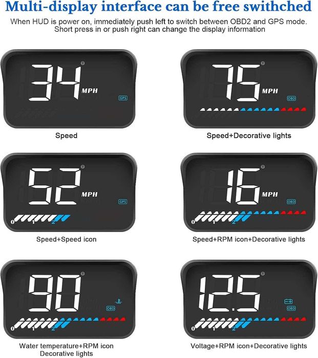 M7 Car HUD Head Up Display – OBD2 / GPS смарт дисплей за автомобил с проекция на предното стъкло