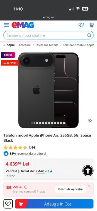 Vand sau schimb Iphone 17 air cu factura si garantie