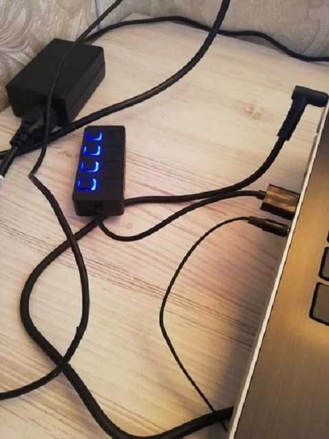 USB разклонител хъб, 4 порта USB 2.0, LED индикатори, 480MBp/s