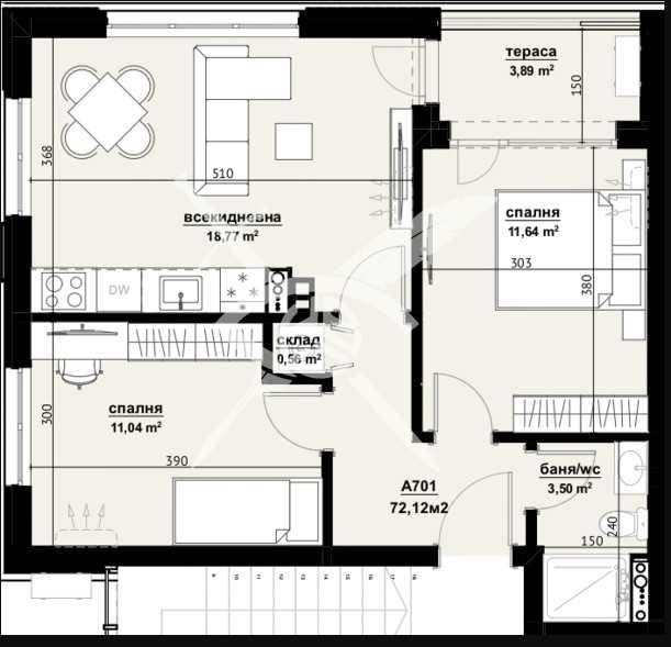 Тристаен апартамент в Изгрев 799-23621