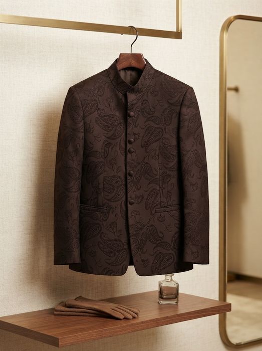 Sacou / Janker elegant bărbați Walbusch, maro cu model Paisley, mărime M