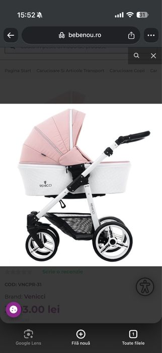 Carucior venicci 3 in 1 pure rose