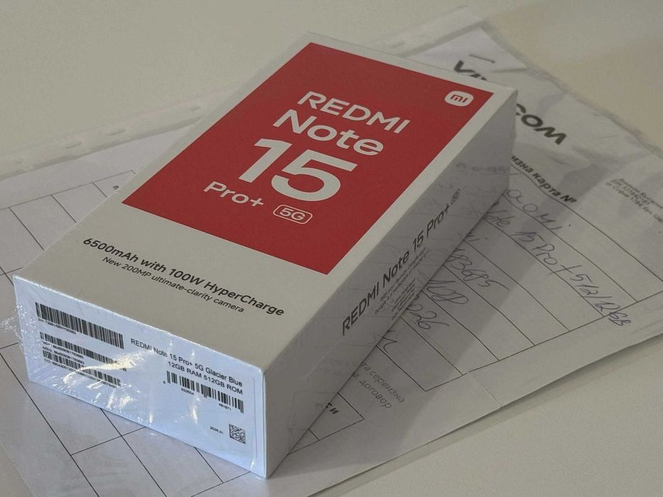 Бартер! НОВ! 24м.Гаранция! Xiaomi Redmi Note 15 Pro+ Plus 512GB Glacier Blue (Син)