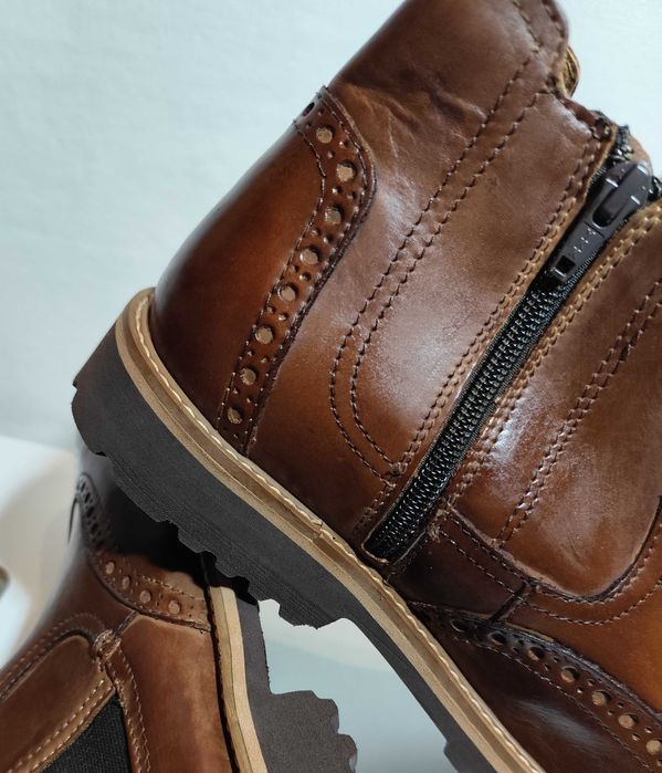 Ghete chelsea 40.5 41 brogue Lavoratione Artigianale piele naturala