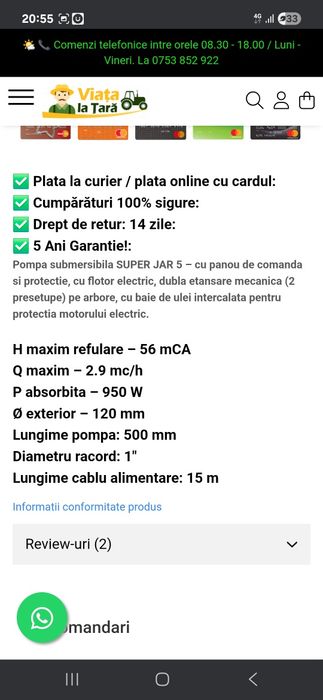 Pompa apa ,perfect funcțională 400