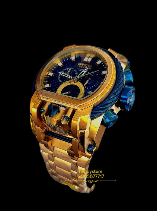 часовник INVICTA Bolt Zeus Magnum Gold/Blue 52 mm, Инвикта нов
