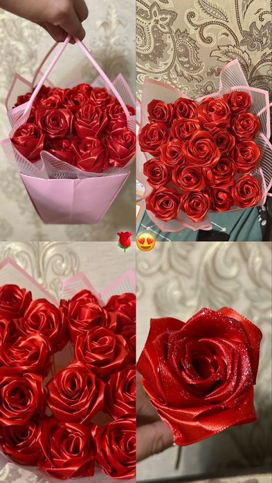 Букет из атласной ленты