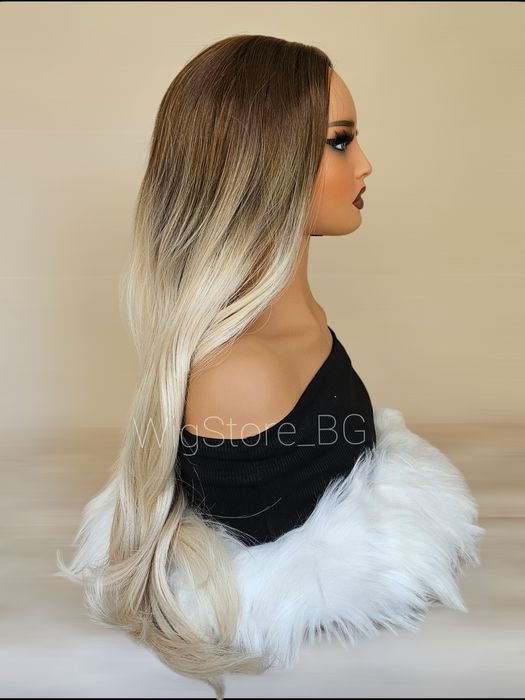 Руса омбре перука без бретон на леки вълни