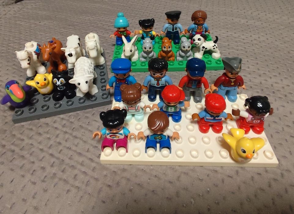 Mega set LEGO Duplo + trenuri lemn + șine (200+ piese) – complet, compatibil
