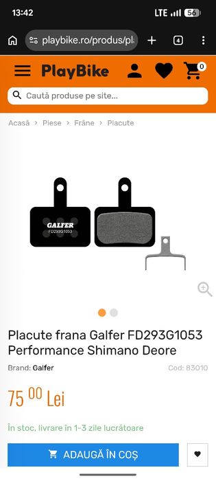 Plăcuțe Galfer Shimano Deore și XTR
